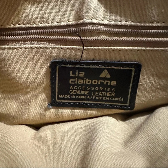 Vintage Liz Claiborne Leather Crossbody Purse Bag Tan and Brown - Picture 3 of 4